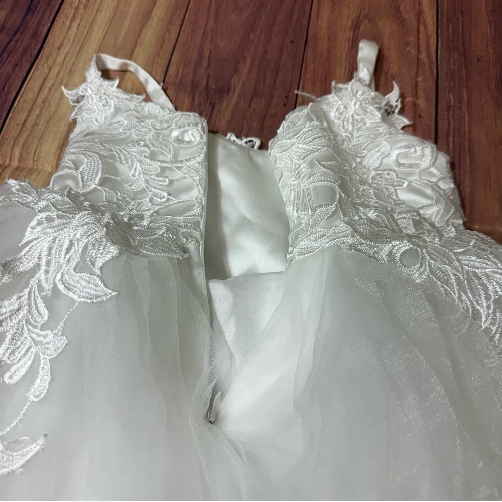 Girls Ivory Lace Tulle Flower Girl Dress | Special Occasion | Size 4-5Y